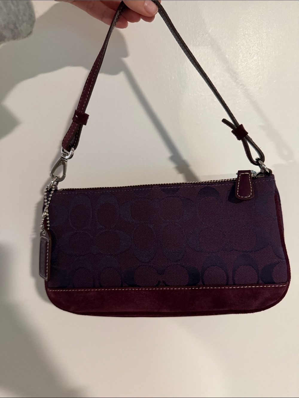 Y2K Coach 6094 mini Demi Hampton bag in a purple signature jacquard